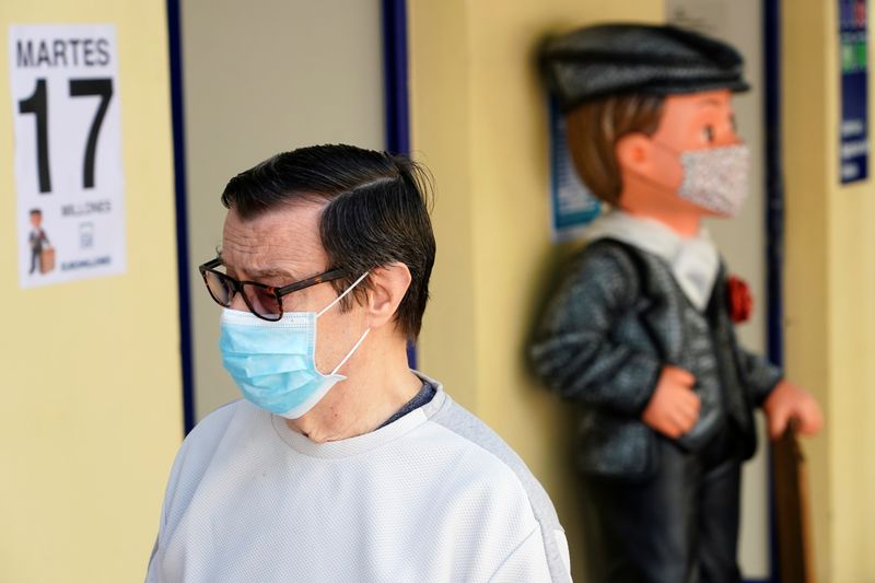 &copy; Reuters. Homem usando máscara de proteção em Madri