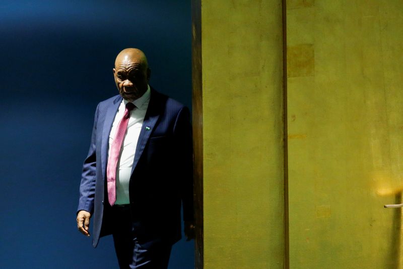 &copy; Reuters. FILE PHOTO: Lesotho&apos;s Prime Minister Thabane addresses the 73rd session of the United Nations General Assembly at U.N. headquarters in New York