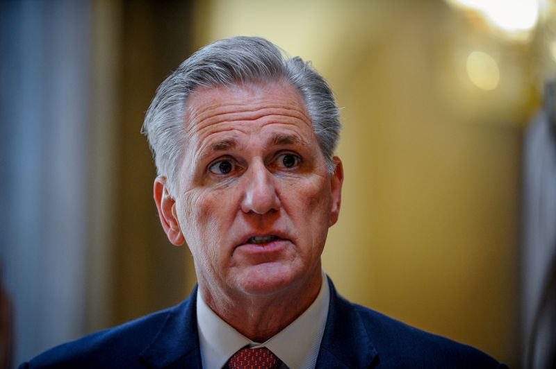 &copy; Reuters. FILE PHOTO: McCarthy speaks to the media