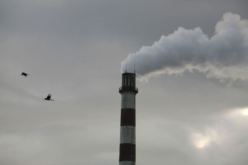 &copy; Reuters. Smoke billows from a chimney at a thermal power plant in Dalian