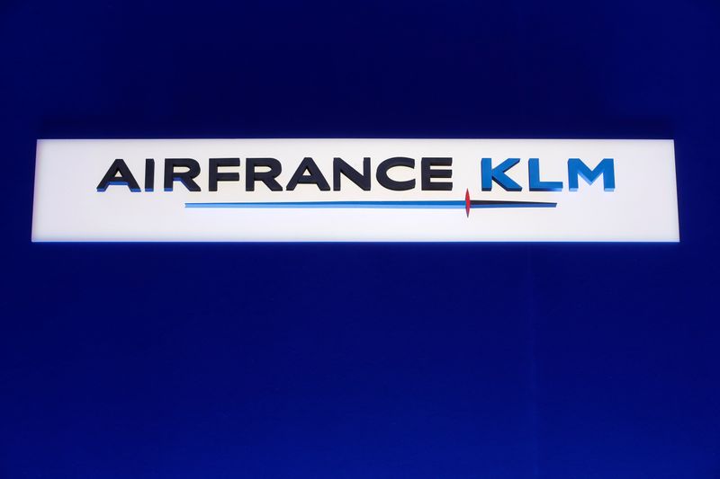 &copy; Reuters. The Air France-KLM company logo is seen during the company&apos;s half-year results in Paris
