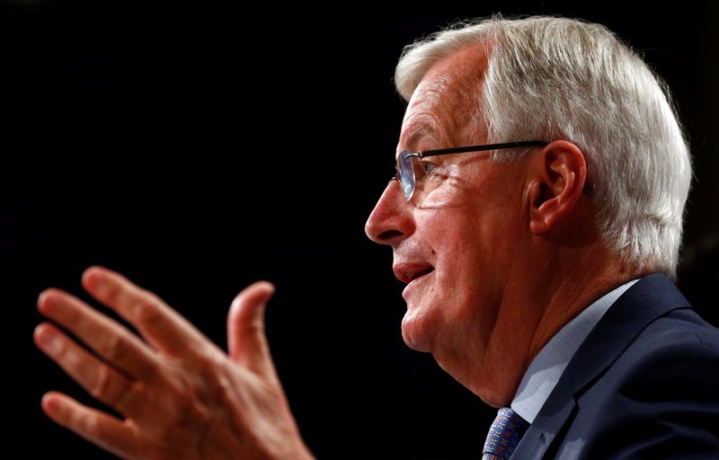 &copy; Reuters. EU Brexit negotiator Michel Barnier gives a news conference in Brussels