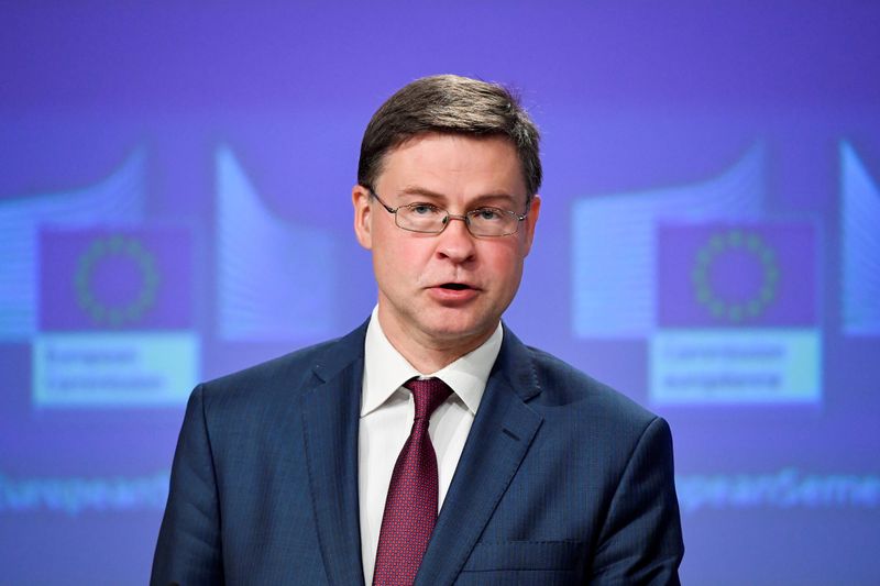 &copy; Reuters. FILE PHOTO: European Commission Vice-President Valdis Dombrovski speaks during a news conference at EU headquarters in Brussels