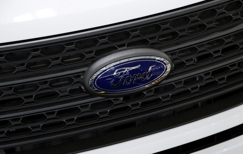 &copy; Reuters. The logo of Ford is seen on a 2020 Ford Explorer car at Ford&apos;s Chicago Assembly Plant in Chicago
