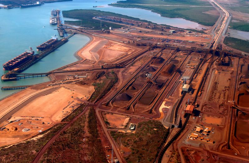 &copy; Reuters. Ships waiting to be loaded with iron ore can be seen at Port Hedland in the Pilbara region of Western Australia