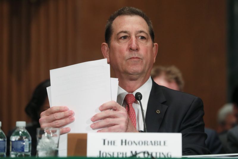 &copy; Reuters. FILE PHOTO:  Comptroller of the Currency Otting arrives at Senate Banking Committee hearing on oversight of financial regulators on Capitol Hill in Washington