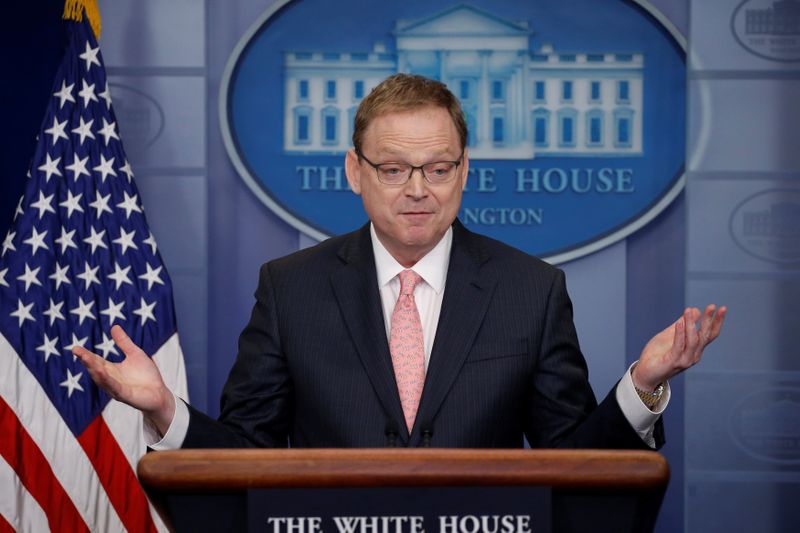 &copy; Reuters. FILE PHOTO:  Hassett addresses reporters during the daily briefing at the White House in Washington