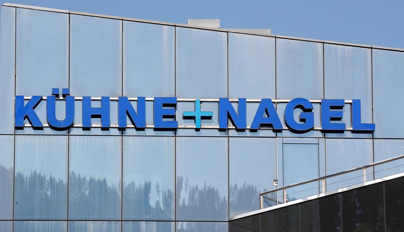 &copy; Reuters. Logo of Swiss logistics group Kuehne + Nagel is seen at its headquarters in Schindellegi
