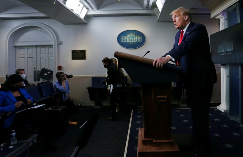 &copy; Reuters. FILE PHOTO: U.S. President Trump holds a news conference at the White House in Washington