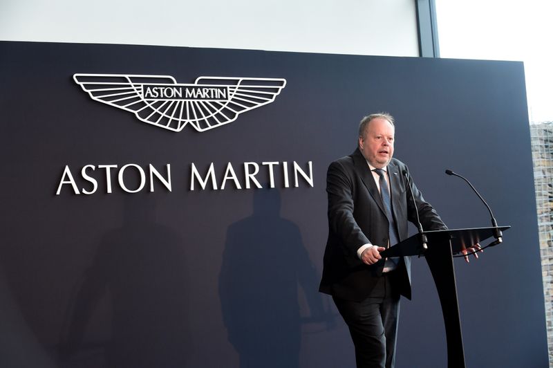 &copy; Reuters. Andy Palmer, President and Group CEO, Aston Martin Lagonda, speaks at the opening of the new factory in Saint Athan