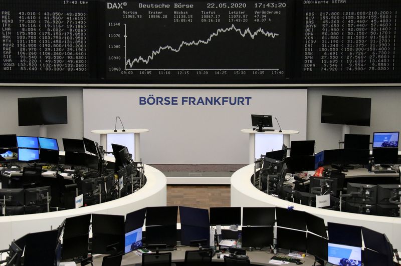 © Reuters. The German share price index DAX graph is pictured at the stock exchange in Frankfurt