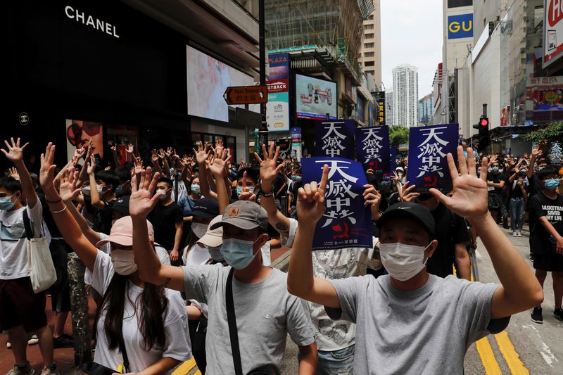 &copy; Reuters. Manifestantes protestam em Hong Kong