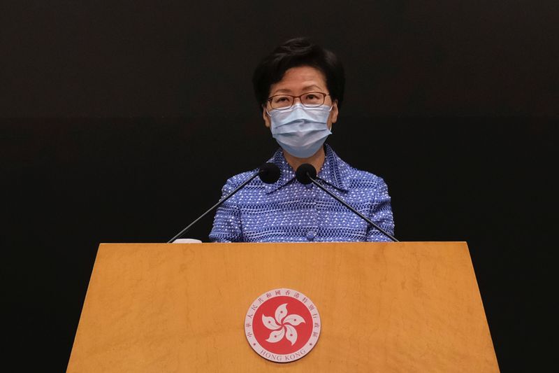 © Reuters. Hong Kong Chief Executive Carrie Lam speaks during a news conference in Hong Kong