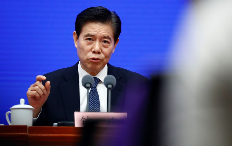 &copy; Reuters. News conference at the State Council Information Office following the outbreak of the coronavirus disease (COVID-19), in Beijing