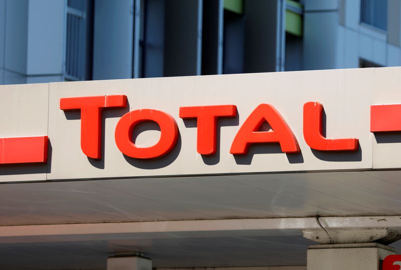 &copy; Reuters. Logo of Total company on a gas station in Montreuil