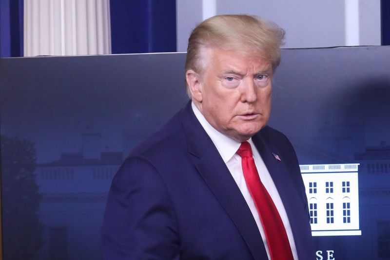 &copy; Reuters. U.S. President Trump delivers statement in Brady Press Briefing Room at the White House in Washington