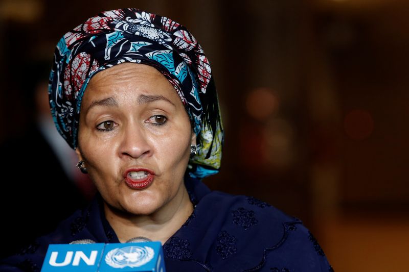 &copy; Reuters. La vicesecretaria general de las Naciones Unidas, Amina Mohammed, de Nigeria, habla con la prensa en la sede de las Naciones Unidas en Nueva York, EEUU