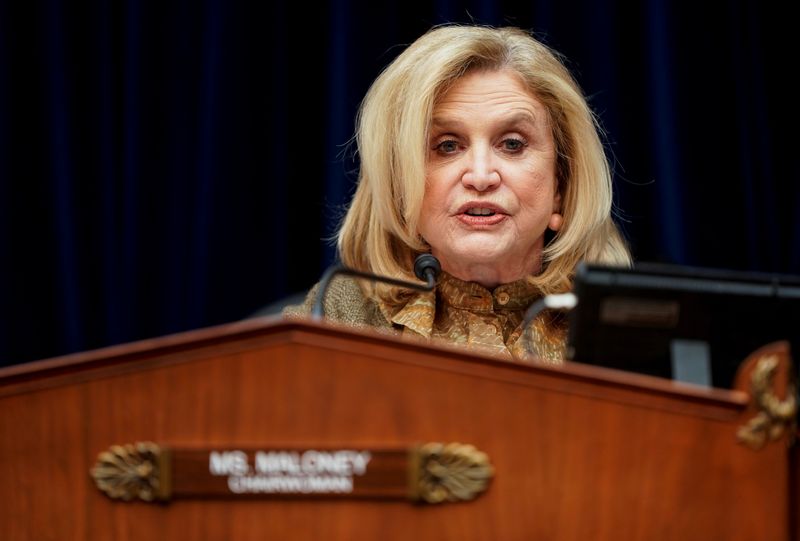 &copy; Reuters. FILE PHOTO: Carolyn Maloney leads a hearing about coronavirus preparedness and response in Washington