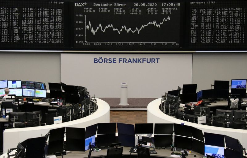 © Reuters. The German share price index DAX graph is pictured at the stock exchange in Frankfurt