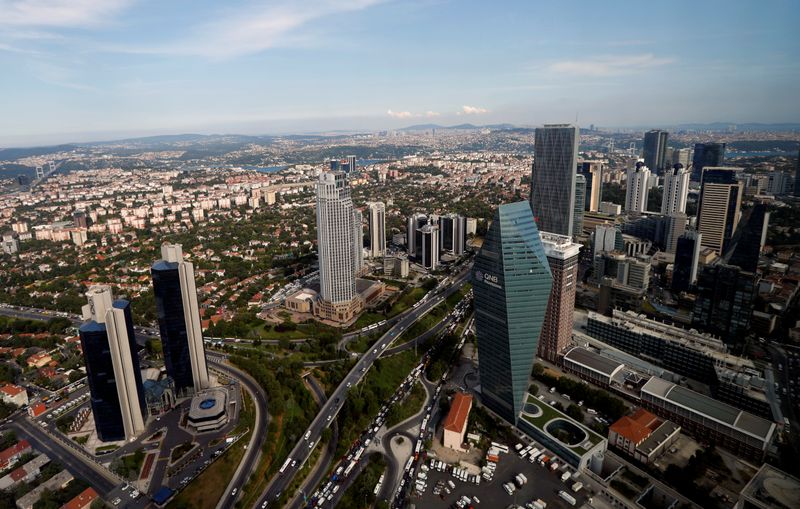 &copy; Reuters. FILE PHOTO: Bussiness and financial district of Levent, which comprises banks&apos; headquarters and popular shopping malls, is pictured in Istanbul