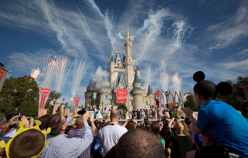 &copy; Reuters. FILE PHOTO: Fireworks go off around Cinderella&apos;s castle during the grand opening ceremony for Walt Disney World&apos;s new Fantasyland in Lake Buena Vista, Florida