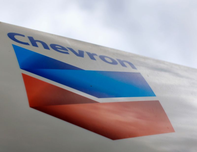 &copy; Reuters. FILE PHOTO:  A Chevron gas station sign is shown at one of their retain gas stations in Cardiff, California