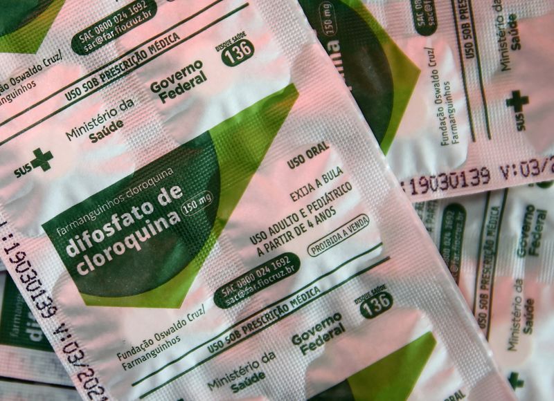 &copy; Reuters. Cartelas com comprimidos de cloroquina em farmácia de hospital em Porto Alegre
