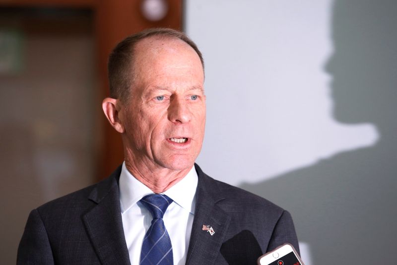 &copy; Reuters. David Stilwell, U.S. Assistant Secretary for East Asian and Pacific Affairs, answers reporters&apos; questions after a meeting with his South Korean counterpart Cho Sei-young at the Foreign Ministry in Seoul