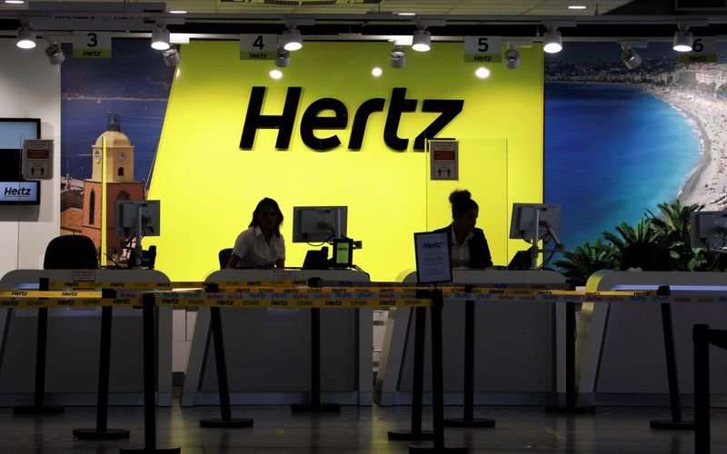 © Reuters. The desk of car rental company Hertz is seen at Nice International airport