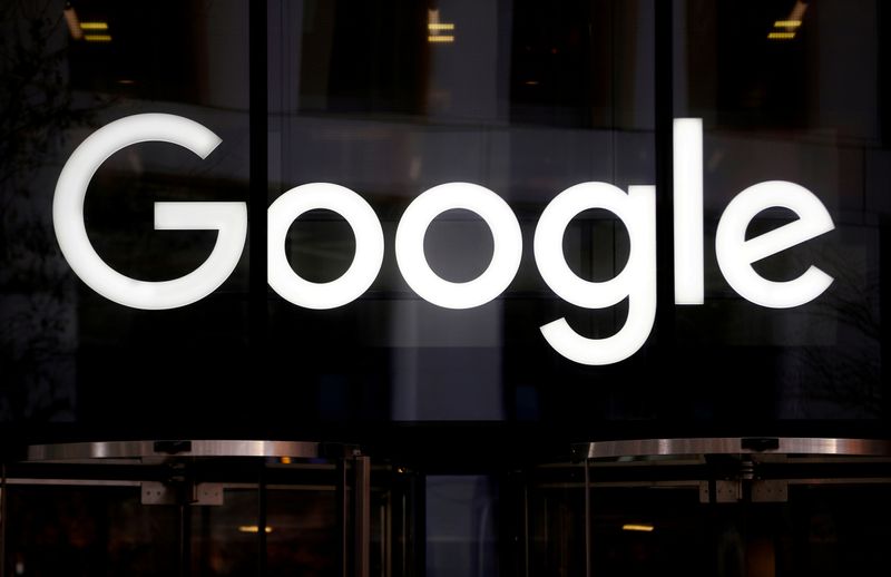 &copy; Reuters. FILE PHOTO: The Google logo is pictured at the entrance to the Google offices in London