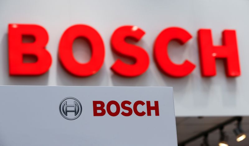 &copy; Reuters. The logo of German multinational engineering and electronics company Bosch is pictured at the company&apos;s stand in Hanover