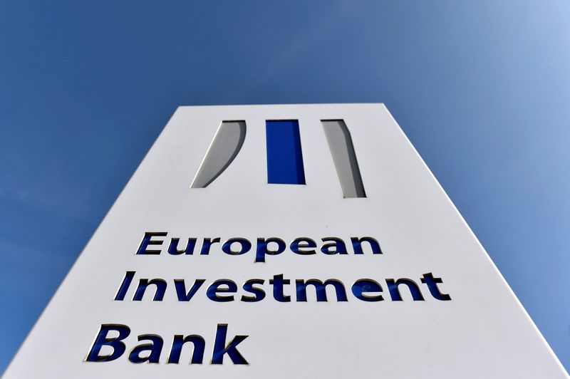 &copy; Reuters. FILE PHOTO: The logo of the EIB is pictured in the city of Luxembourg
