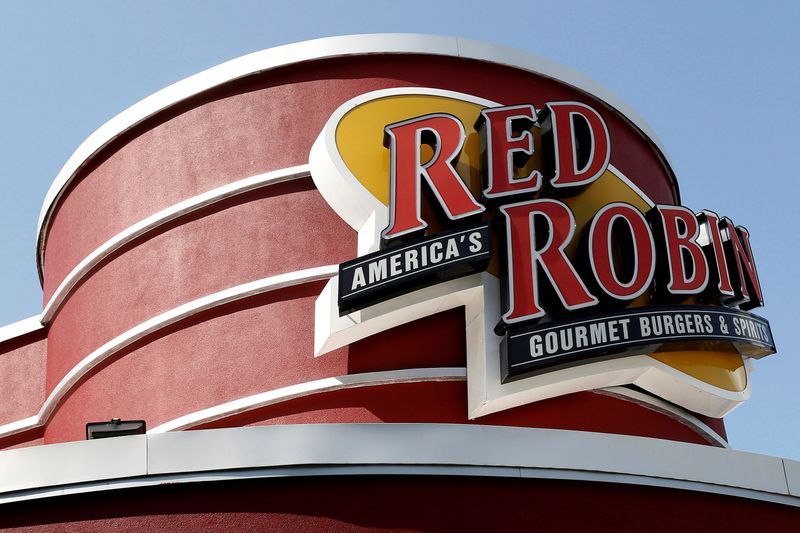 © Reuters. FILE PHOTO: The sign of a Red Robin restaurant is pictured in Foxboro