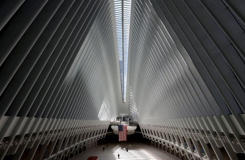 &copy; Reuters. FILE PHOTO: Nearly empty Oculus transportation hub during outbreak of the coronavirus disease (COVID-19) in New York