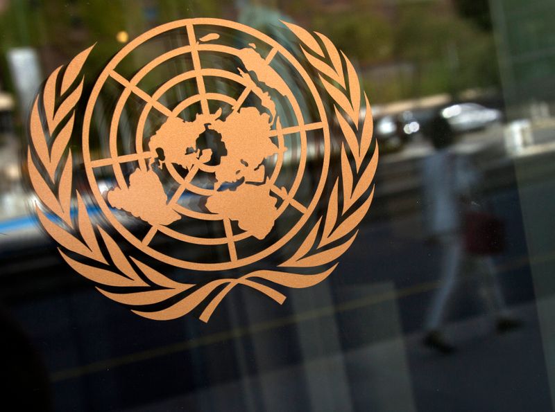 &copy; Reuters. The logo of the United Nations is seen on the outside of their headquarters in New York
