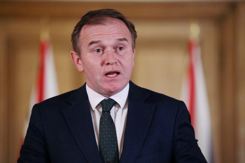 &copy; Reuters. Britain&apos;s Secretary of State for Environment George Eustice gives daily address to nation on coronavirus in London