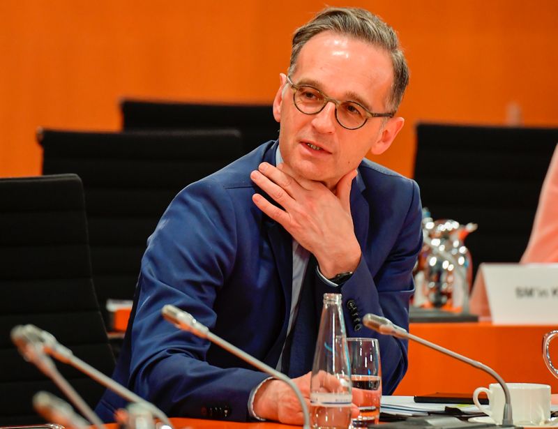 &copy; Reuters. German Foreign Minister Heiko Maas gestures at the weekly cabinet meeting at the Chancellery following the outbreak of the coronavirus disease (COVID-19) in Berlin