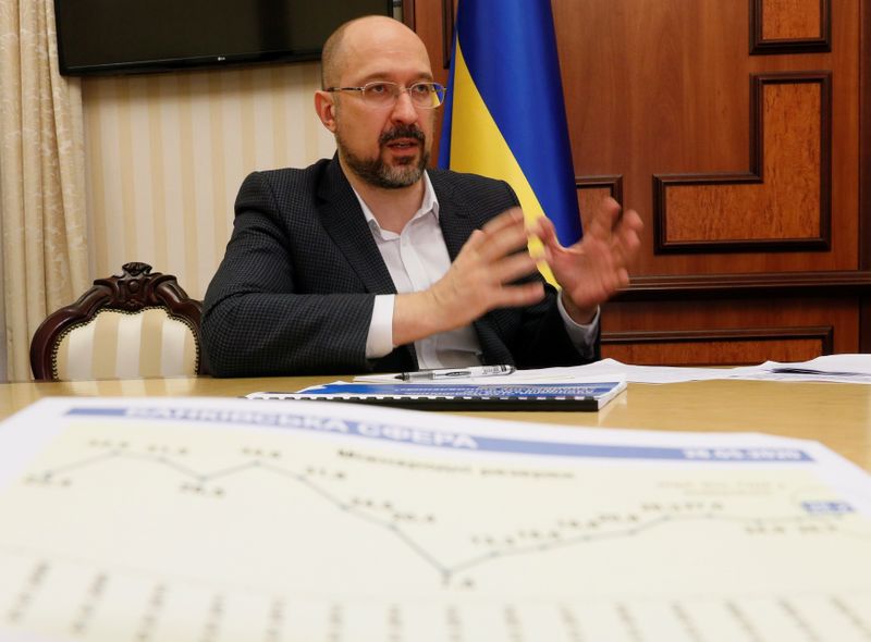 &copy; Reuters. Ukraine&apos;s Prime Minister Shmygal speaks during an interview in Kiev