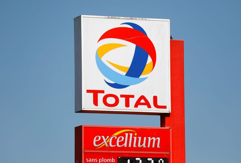 &copy; Reuters. Logo of Total company on a gas station in Montreuil