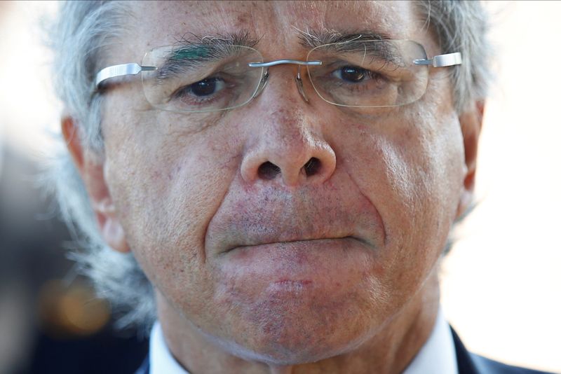 &copy; Reuters. Brazil&apos;s Economy Minister Paulo Guedes reacts while leaving Alvorada Palace in Brasilia