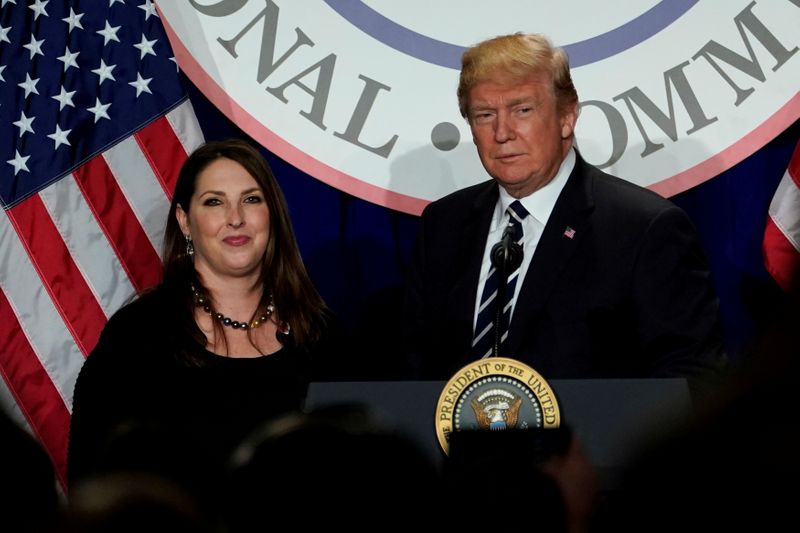 © Reuters. FILE PHOTO: President Donald Trump addresses the Republican National Committee's winter meeting