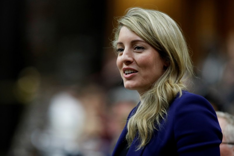 &copy; Reuters. FILE PHOTO: Canada&apos;s Minister of Economic Development and Official Languages Melanie Joly speaks during Question Period in the House of Commons on Parliament Hill in Ottawa