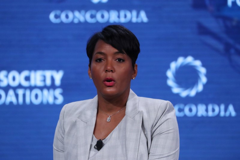 &copy; Reuters. Keisha Lance Bottoms, Mayor of Atlanta, Georgia,speaks at the Concordia Summit in Manhattan, New York