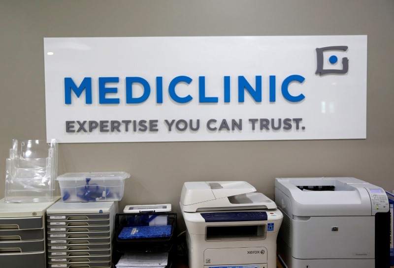 © Reuters. FILE PHOTO: The Mediclinic logo is seen in Dubai