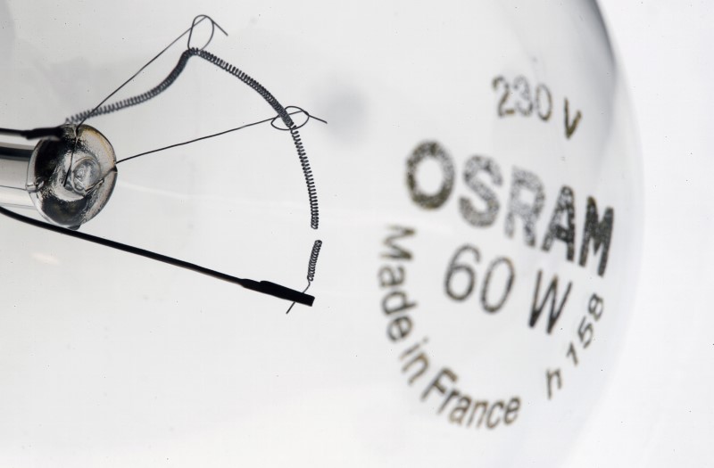 &copy; Reuters. Broken filament of a lightbulb by lighting manufacturer Osram is pictured in Zurich