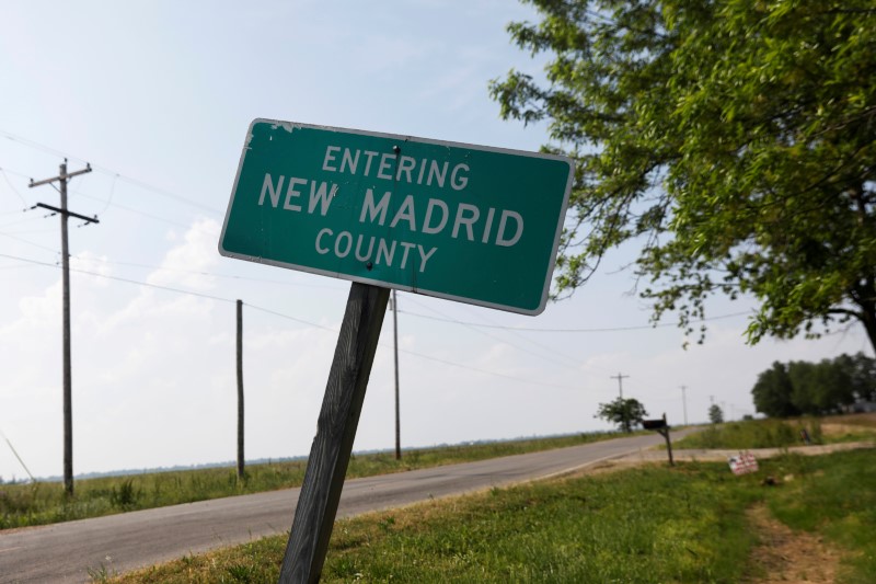 &copy; Reuters. FILE PHOTO: A sign marking New Madrid County is seen on the side of a road outside Gideon, Missouri