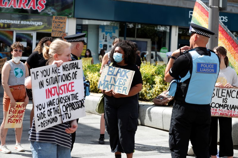 &copy; Reuters. Protest against the death of George Floyd, in Hemel Hempstead