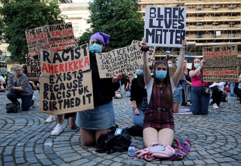 © Reuters. Protest against the death of George Floyd, in Liverpool