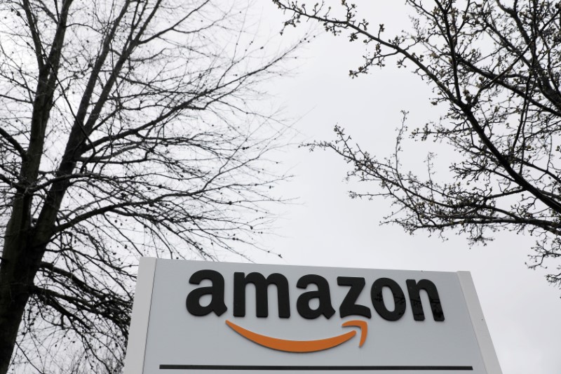 &copy; Reuters. Signage is seen at an Amazon facility in Bethpage on Long Island in New York