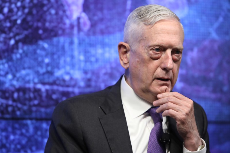 &copy; Reuters. Former U.S. Secretary of Defense General Jim Mattis speaks at a Reuters Newsmaker event in New York